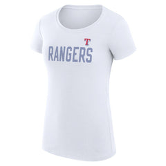 Texas Rangers G-III 4Her by Carl Banks Women's Super-Slim Fit Lightweight Dot Print T-Shirt - White T-shirts