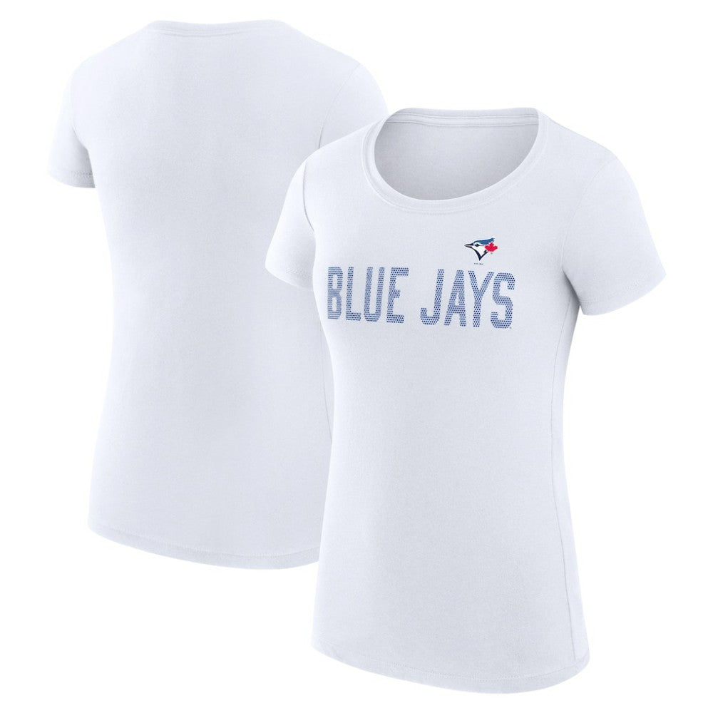 Toronto Blue Jays G-III 4Her by Carl Banks Women's Super-Slim Fit Lightweight Dot Print T-Shirt - White T-shirts