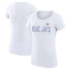 Toronto Blue Jays G-III 4Her by Carl Banks Women's Super-Slim Fit Lightweight Dot Print T-Shirt - White T-shirts