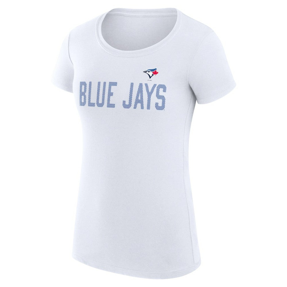 Toronto Blue Jays G-III 4Her by Carl Banks Women's Super-Slim Fit Lightweight Dot Print T-Shirt - White T-shirts