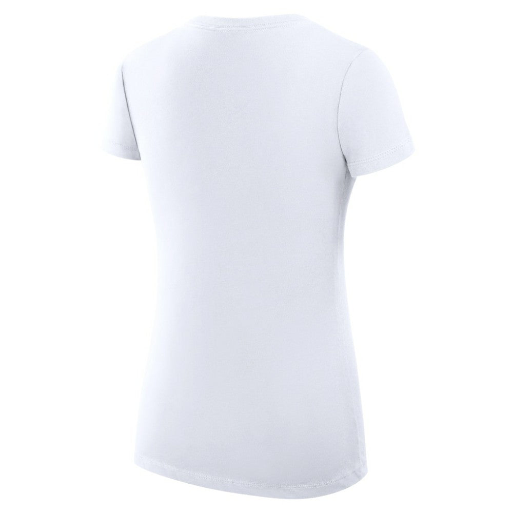 Atlanta Braves G-III 4Her by Carl Banks Women's Super-Slim Fit Lightweight Dot Print V-Neck T-Shirt - White T-shirts
