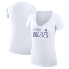 Colorado Rockies G-III 4Her by Carl Banks Women's Super-Slim Fit Lightweight Dot Print V-Neck T-Shirt - White T-shirts