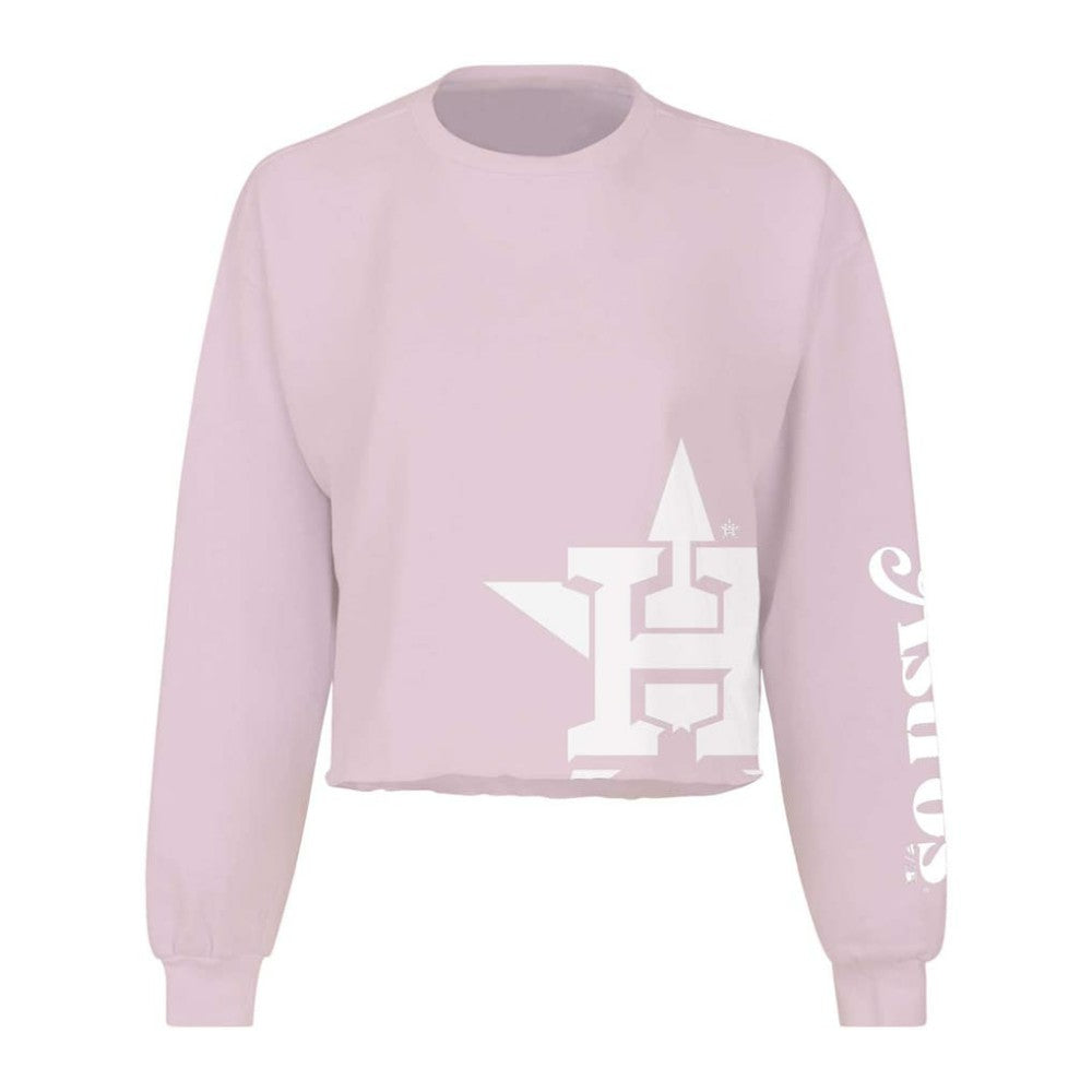 Houston Astros Fanatics Women's Cropped Slouchy Long Sleeve T-Shirt - Pink T-shirts