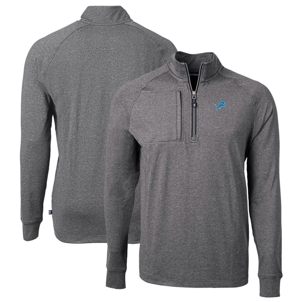 Detroit Lions Cutter & Buck Big & Tall Adapt Eco Knit Quarter-Zip Pullover Top Heather Black