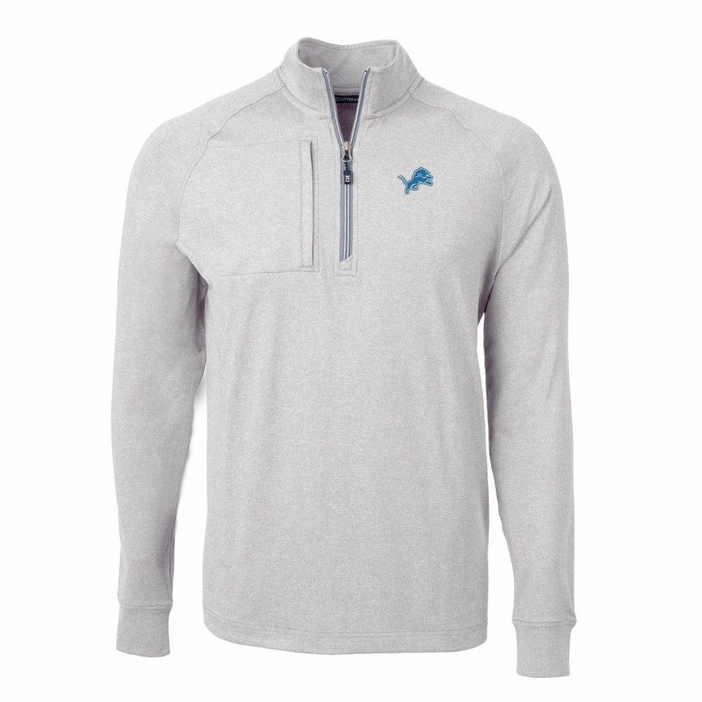 Detroit Lions Cutter & Buck Big & Tall Adapt Eco Knit Quarter-Zip Pullover Top Heather Gray