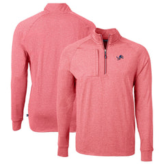 Detroit Lions Cutter & Buck Big & Tall Adapt Eco Knit Quarter-Zip Pullover Top Heather Red