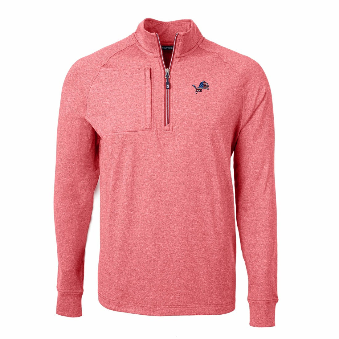 Detroit Lions Cutter & Buck Big & Tall Adapt Eco Knit Quarter-Zip Pullover Top Heather Red