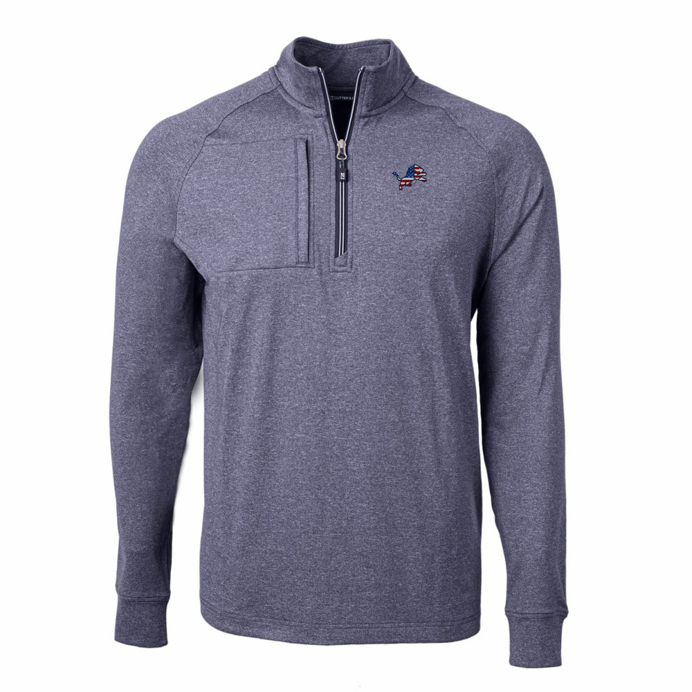 Detroit Lions Cutter & Buck Big & Tall Adapt Eco Knit Quarter-Zip Pullover Top Heather Navy