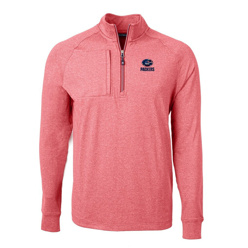 Green Bay Packers Cutter & Buck Big & Tall Adapt Eco Knit Quarter-Zip Pullover Top Heather Red