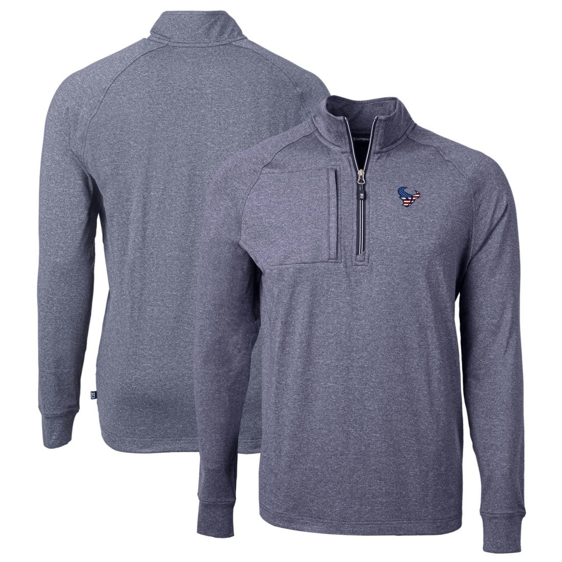 Houston Texans Cutter & Buck Big & Tall Adapt Eco Knit Quarter-Zip Pullover Top Heather Navy