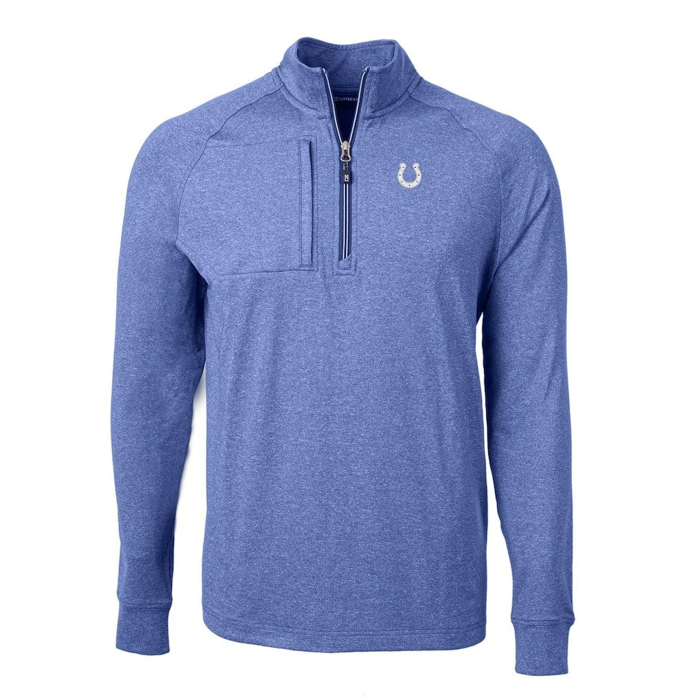 Indianapolis Colts Cutter & Buck Big & Tall Adapt Eco Knit Quarter-Zip Pullover Top Heather Royal