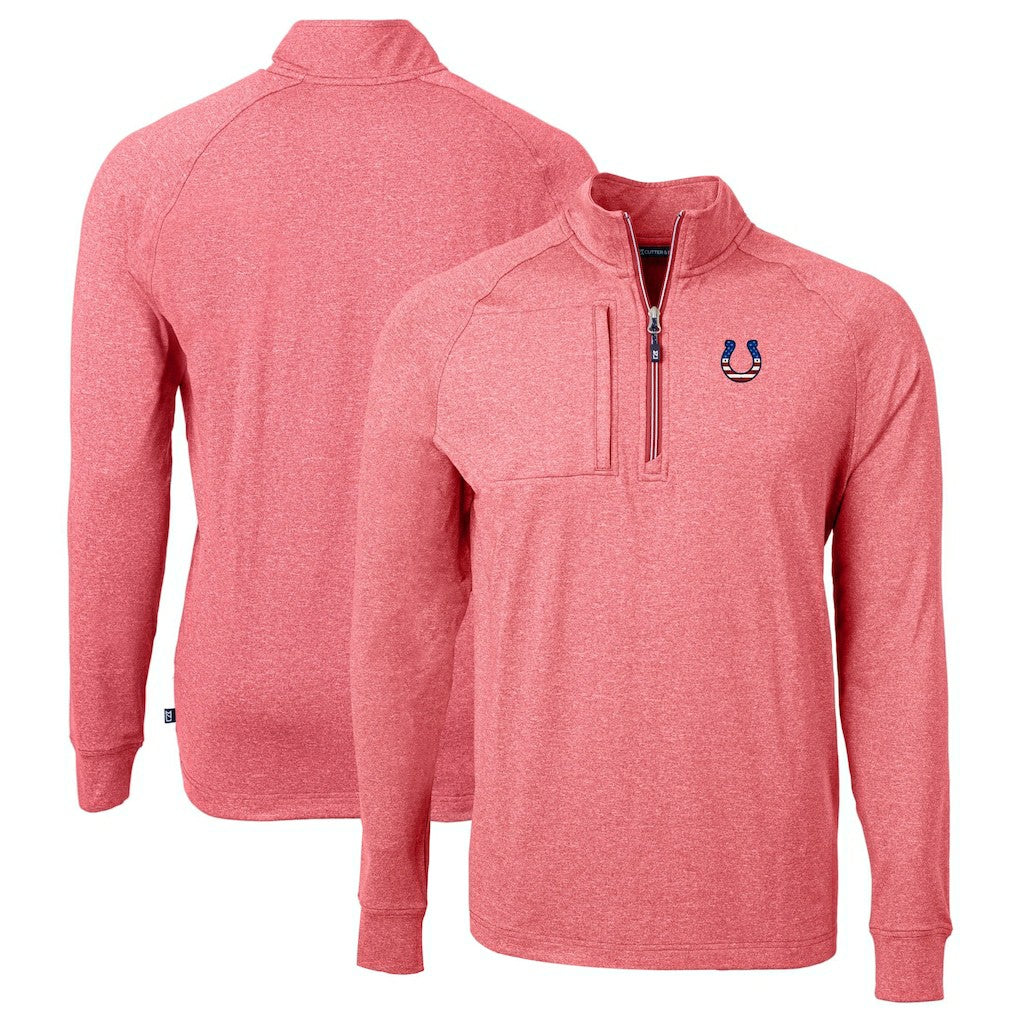 Indianapolis Colts Cutter & Buck Big & Tall Adapt Eco Knit Quarter-Zip Pullover Top Heather Red