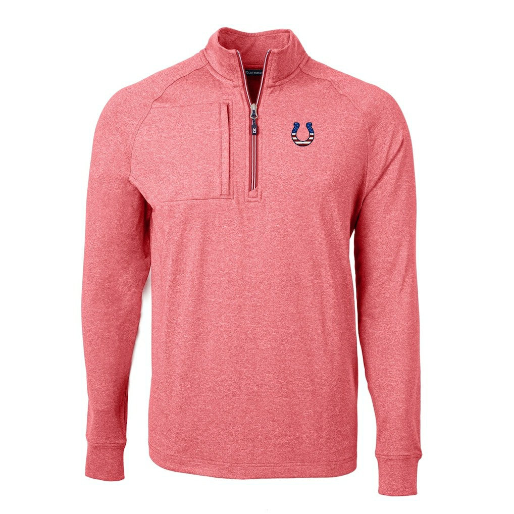 Indianapolis Colts Cutter & Buck Big & Tall Adapt Eco Knit Quarter-Zip Pullover Top Heather Red