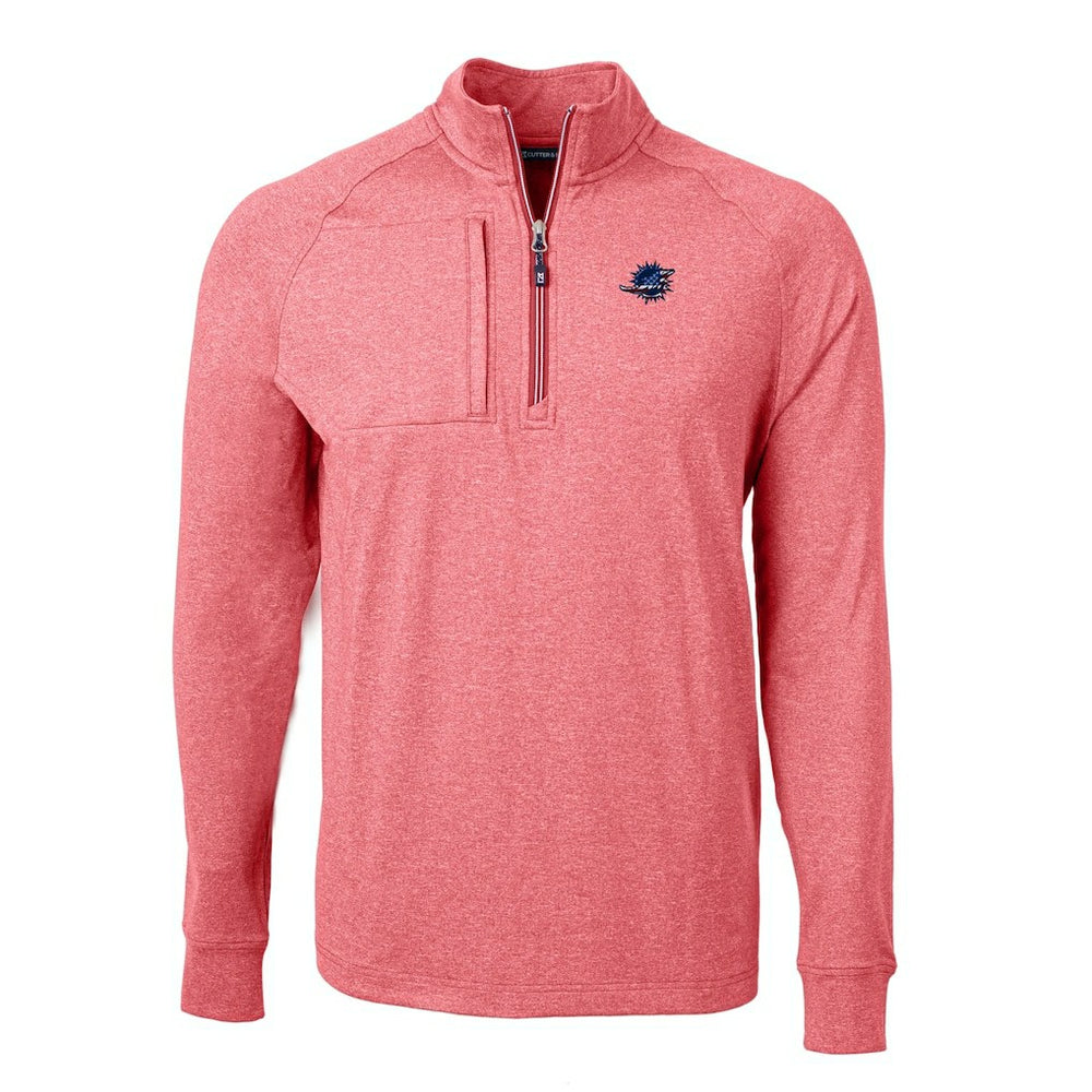 Miami Dolphins Cutter & Buck Big & Tall Adapt Eco Knit Quarter-Zip Pullover Top Heather Red