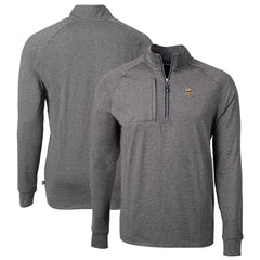 Minnesota Vikings Cutter & Buck Big & Tall Adapt Eco Knit Quarter-Zip Pullover Top Heather Black