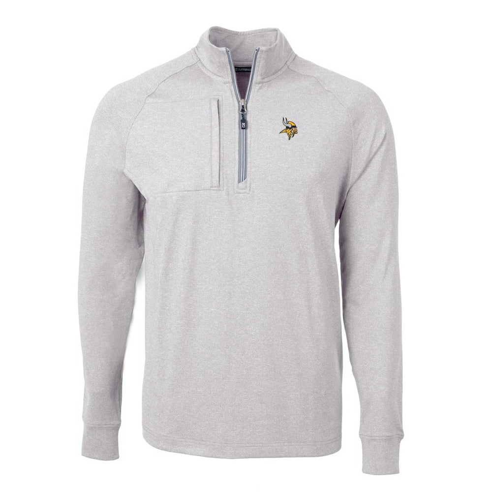 Minnesota Vikings Cutter & Buck Big & Tall Adapt Eco Knit Quarter-Zip Pullover Top Heather Gray