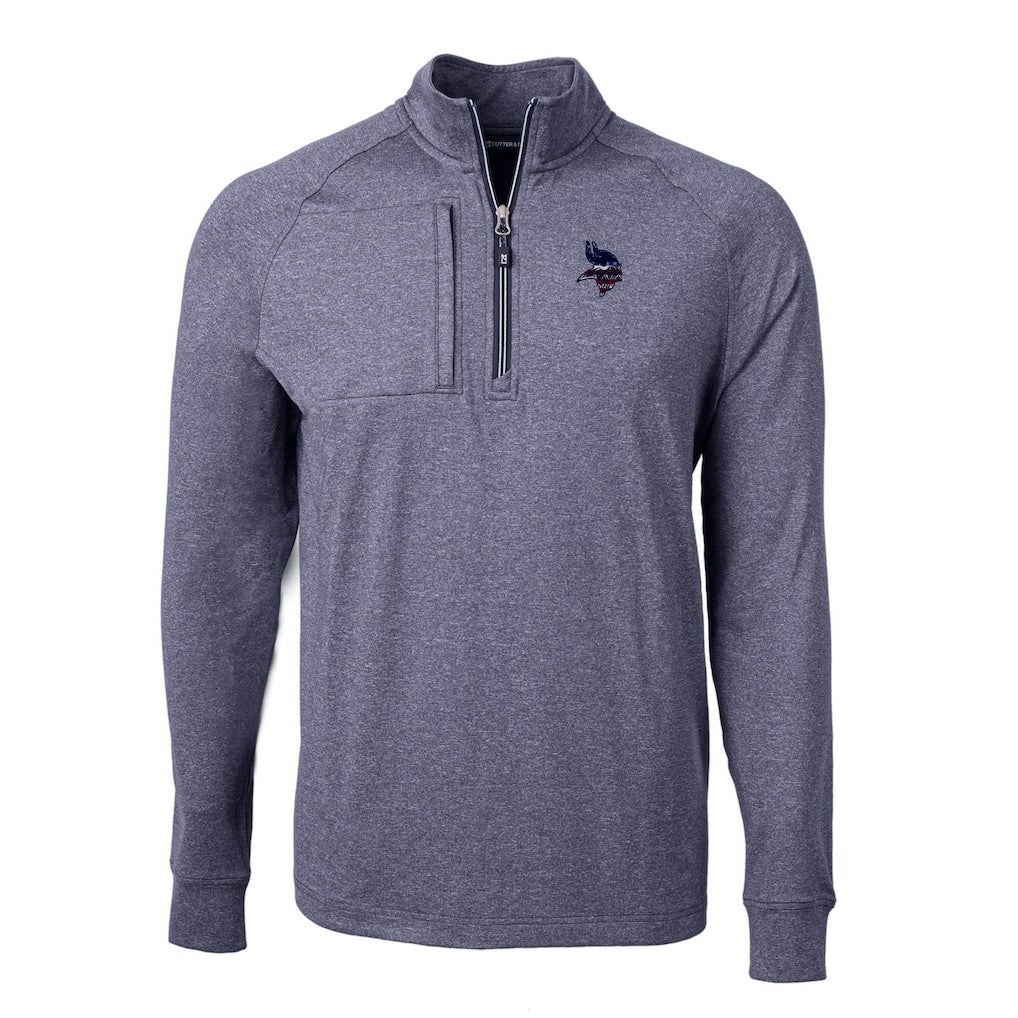 Minnesota Vikings Cutter & Buck Big & Tall Adapt Eco Knit Quarter-Zip Pullover Top Heather Navy