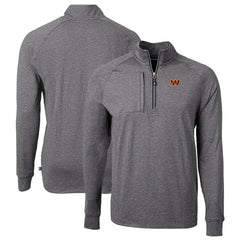 Washington Commanders Cutter & Buck Big & Tall Adapt Eco Knit Quarter-Zip Pullover Top Heather Black
