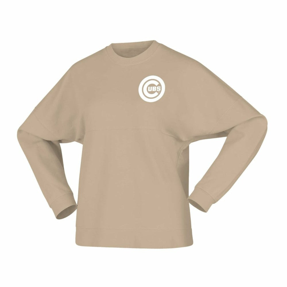 Chicago Cubs Fanatics Women's Branded Fleece Pullover Sweatshirt - Tan Pullover