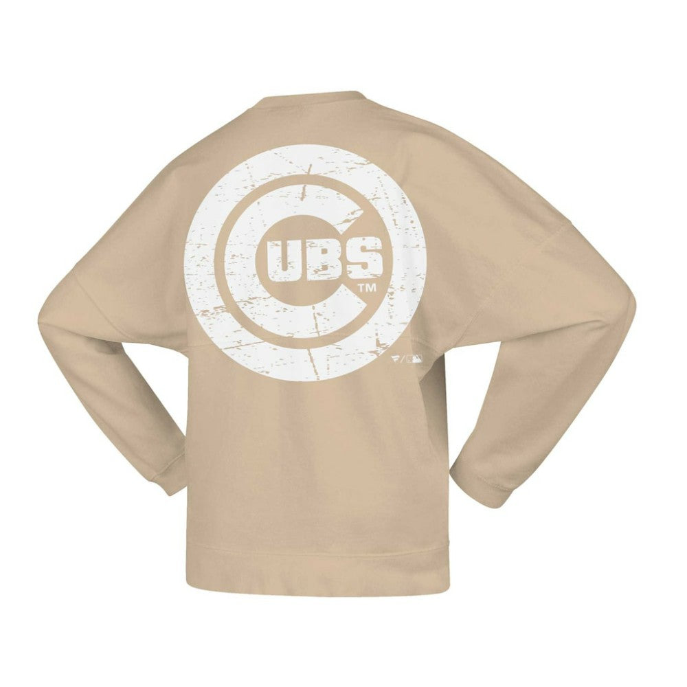 Chicago Cubs Fanatics Women's Branded Fleece Pullover Sweatshirt - Tan Pullover