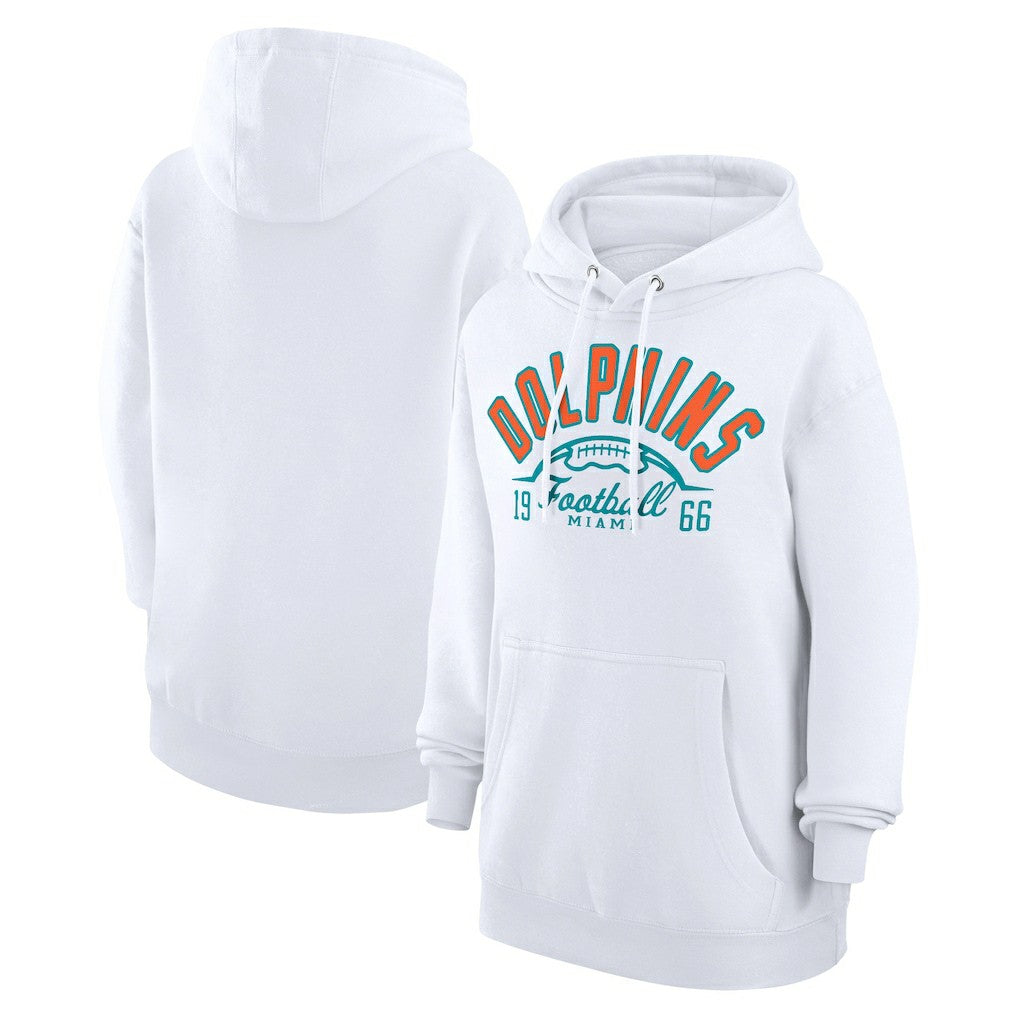 Miami Dolphins Starter Unisex Half Ball Team Fleece Pullover Hoodie White