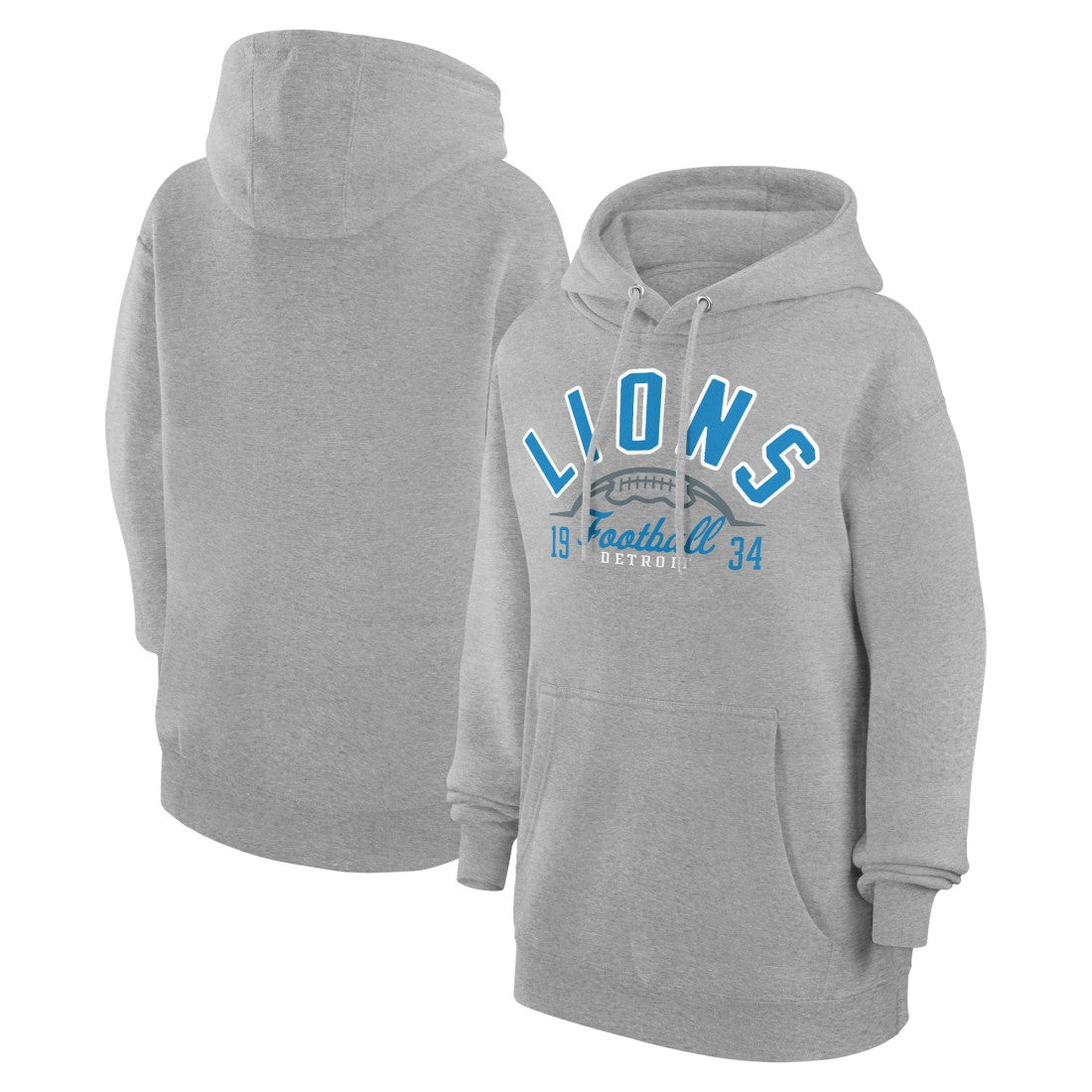 Detroit Lions Starter Unisex Half Ball Team Fleece Pullover Hoodie Heather Gray