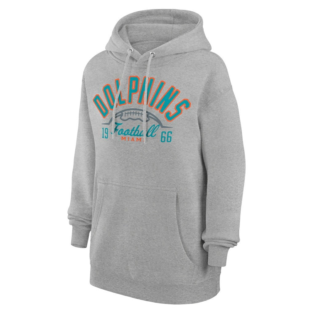Miami Dolphins Starter Unisex Half Ball Team Fleece Pullover Hoodie Heather Gray