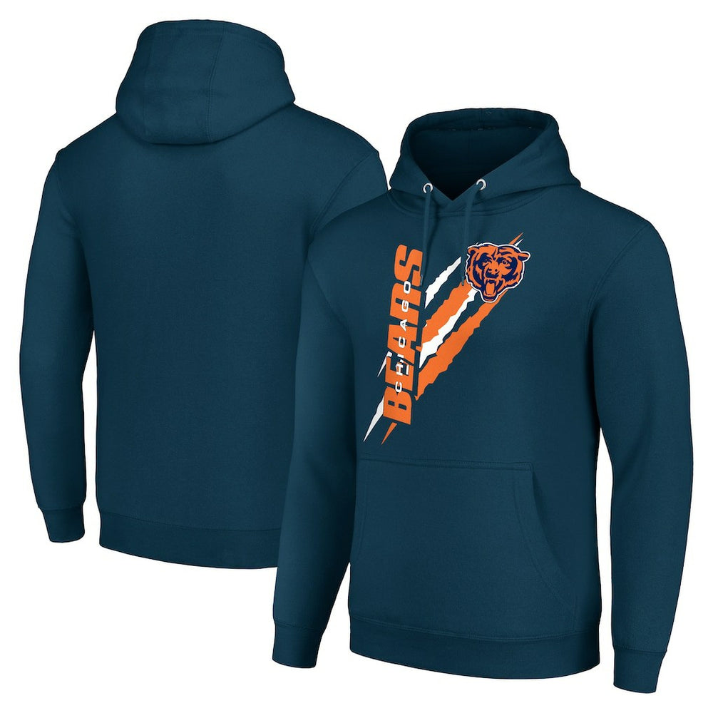 Chicago Bears Starter Unisex Color Scratch Fleece Pullover Hoodie Navy
