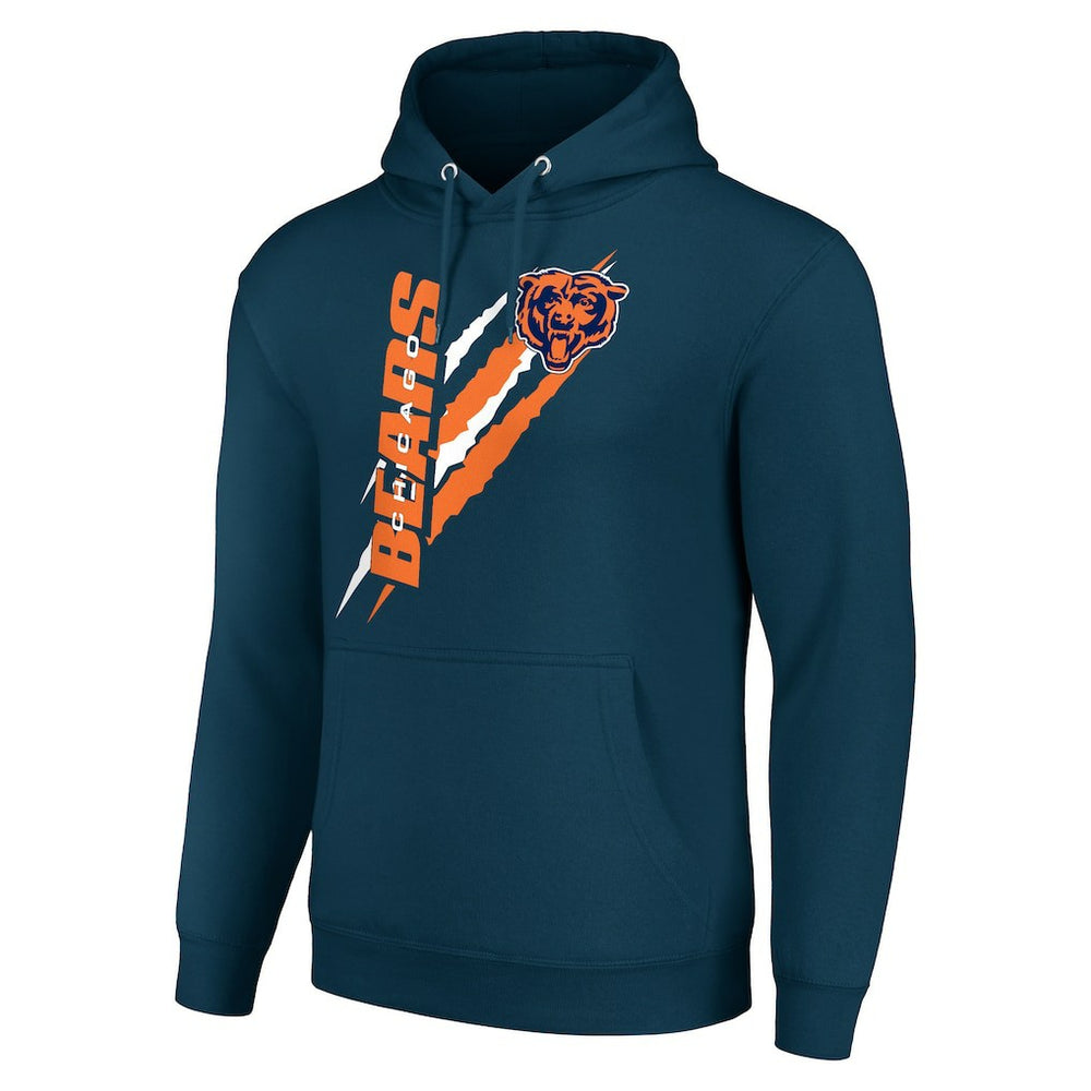 Chicago Bears Starter Unisex Color Scratch Fleece Pullover Hoodie Navy