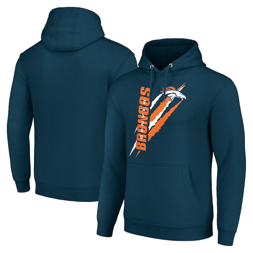 Denver Broncos Starter Unisex Color Scratch Fleece Pullover Hoodie Navy