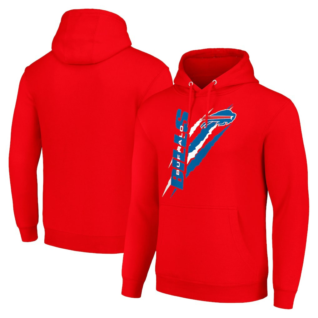 Buffalo Bills Starter Unisex Color Scratch Fleece Pullover Hoodie Red