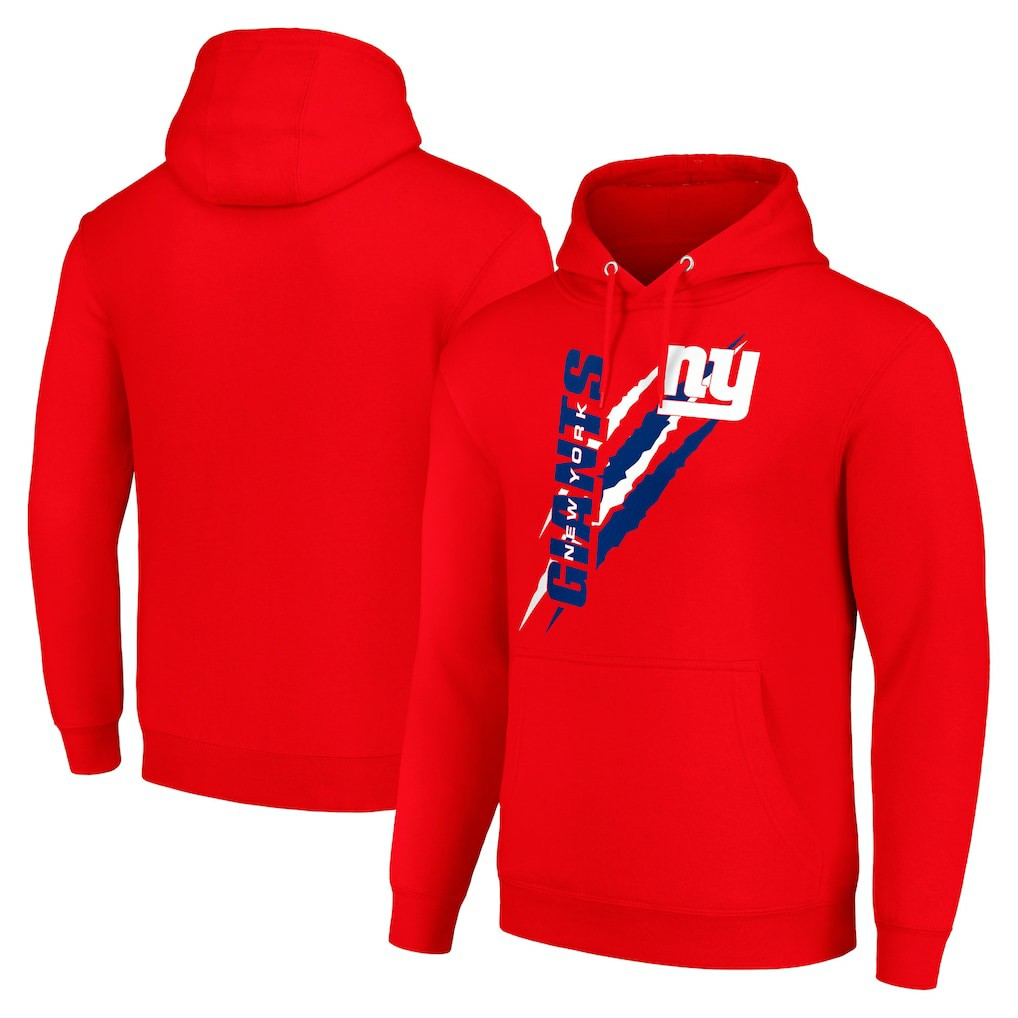 New York Giants Starter Unisex Color Scratch Fleece Pullover Hoodie Red