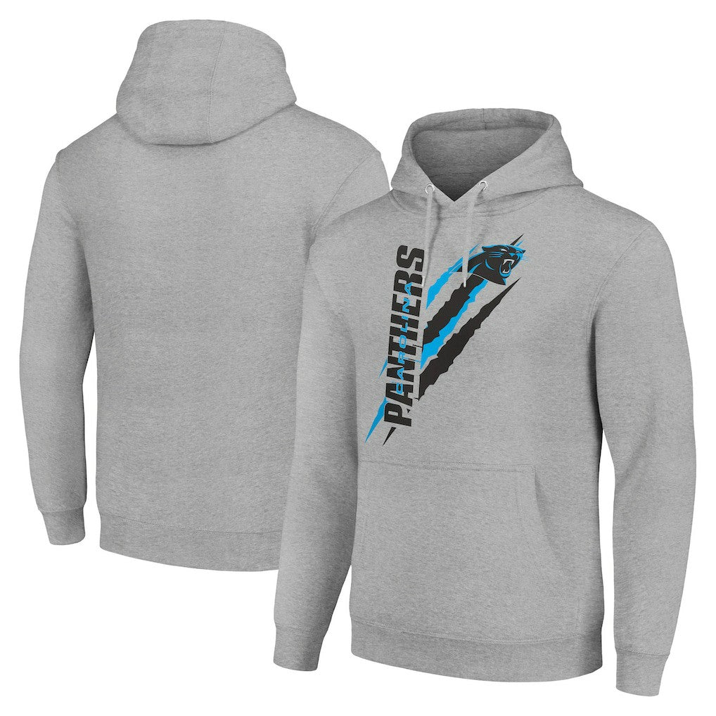Carolina Panthers Starter Unisex Color Scratch Fleece Pullover Hoodie Heather Gray