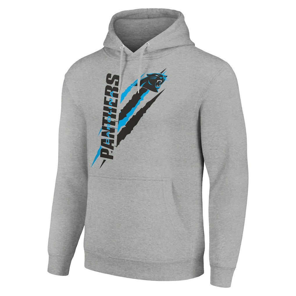 Carolina Panthers Starter Unisex Color Scratch Fleece Pullover Hoodie Heather Gray