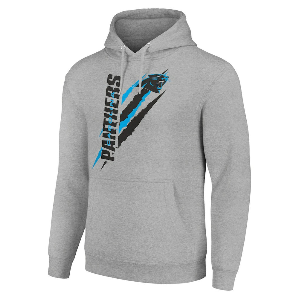 Carolina Panthers Starter Unisex Color Scratch Fleece Pullover Hoodie Heather Gray