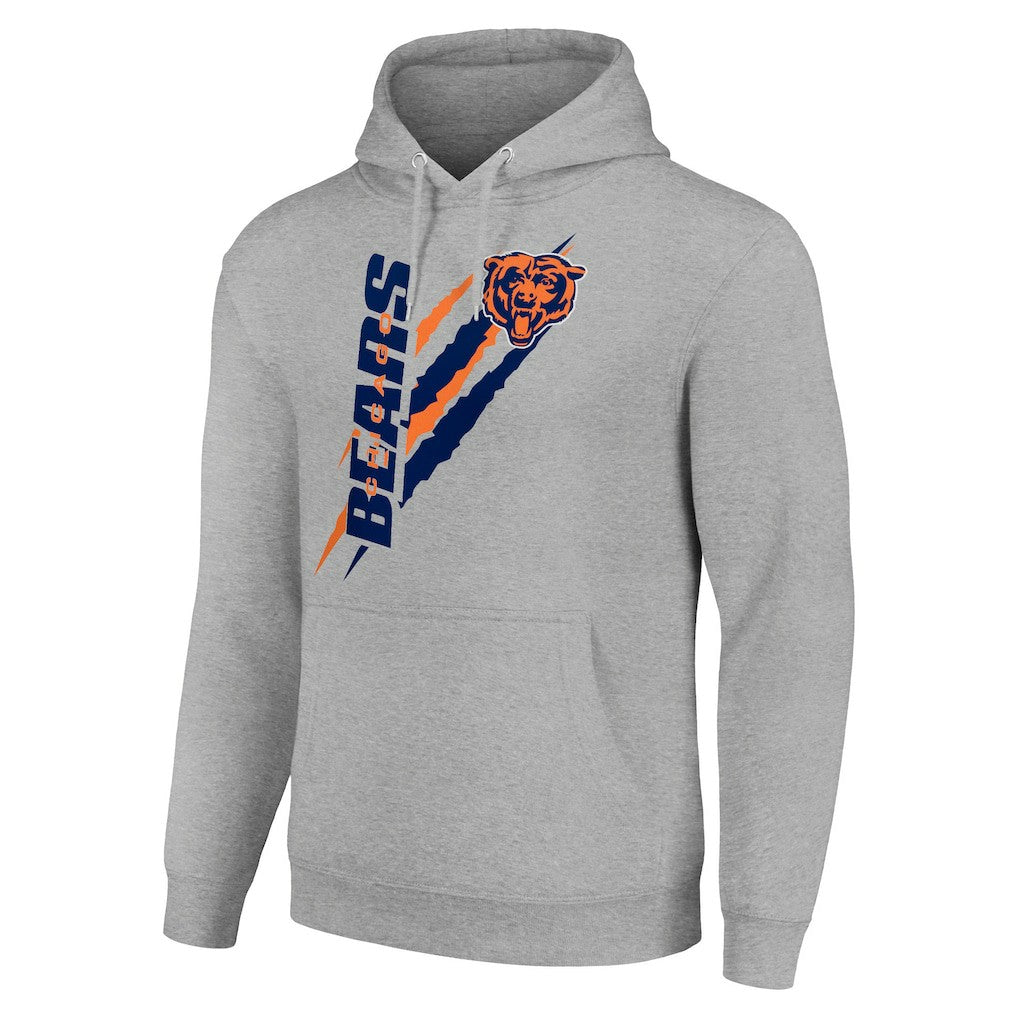 Chicago Bears Starter Unisex Color Scratch Fleece Pullover Hoodie Heather Gray