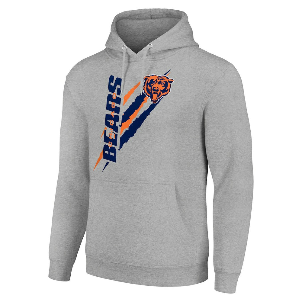 Chicago Bears Starter Unisex Color Scratch Fleece Pullover Hoodie Heather Gray