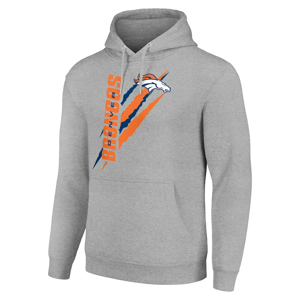 Denver Broncos Starter Unisex Color Scratch Fleece Pullover Hoodie Heather Gray