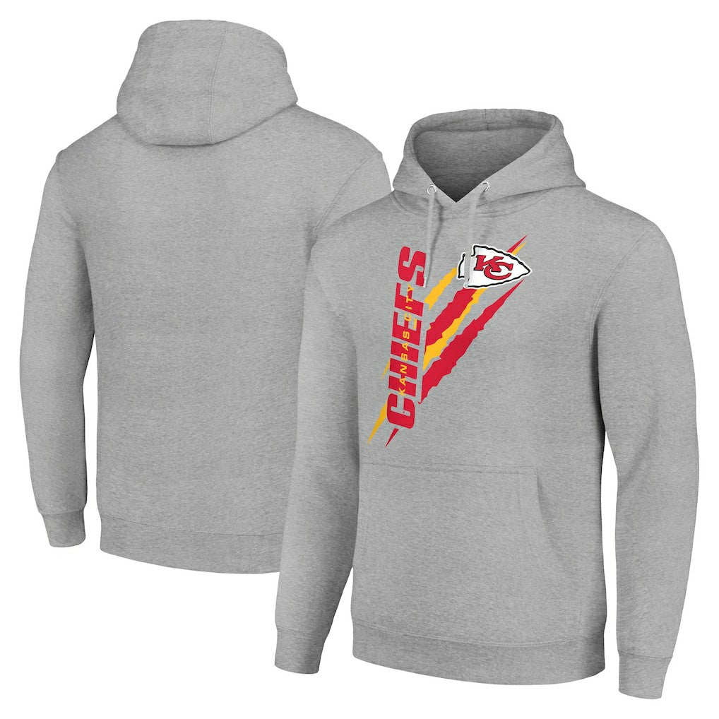 Kansas City Chiefs Starter Unisex Color Scratch Fleece Pullover Hoodie Heather Gray