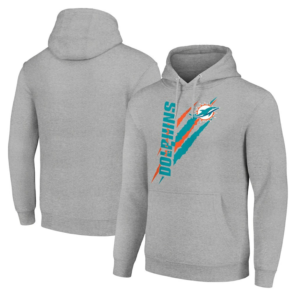 Miami Dolphins Starter Unisex Color Scratch Fleece Pullover Hoodie Heather Gray
