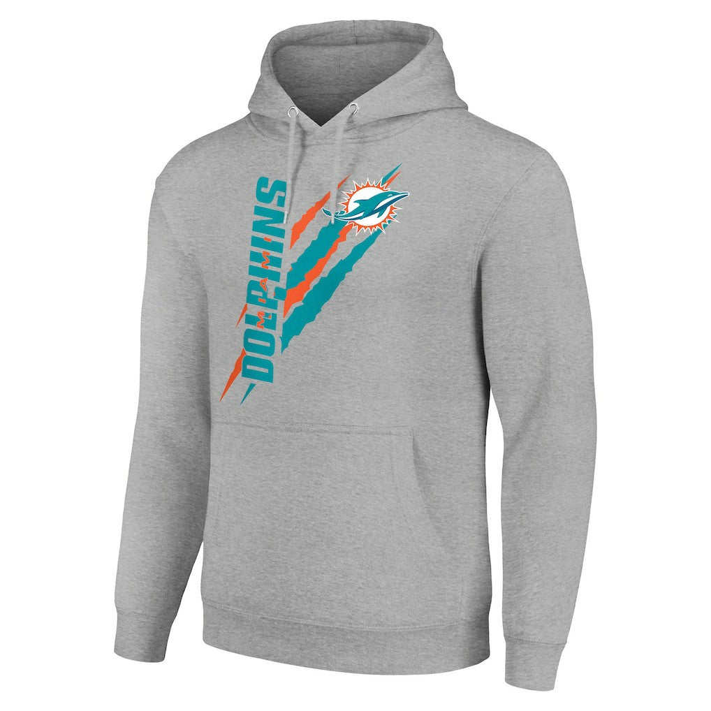 Miami Dolphins Starter Unisex Color Scratch Fleece Pullover Hoodie Heather Gray