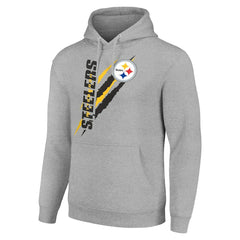 Pittsburgh Steelers Starter Unisex Color Scratch Fleece Pullover Hoodie Heather Gray