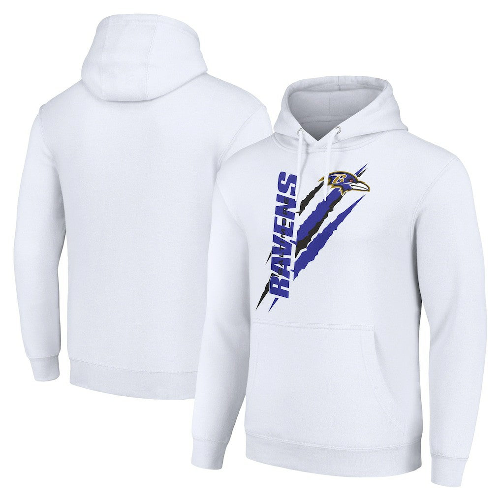 Baltimore Ravens Starter Unisex Color Scratch Fleece Pullover Hoodie White