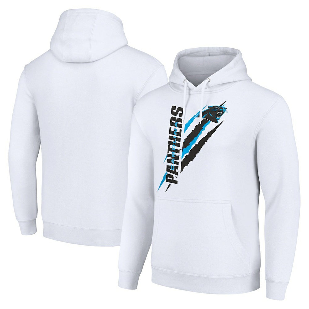 Carolina Panthers Starter Unisex Color Scratch Fleece Pullover Hoodie White