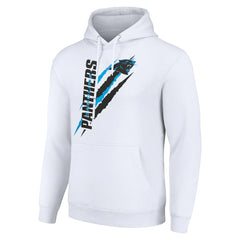 Carolina Panthers Starter Unisex Color Scratch Fleece Pullover Hoodie White