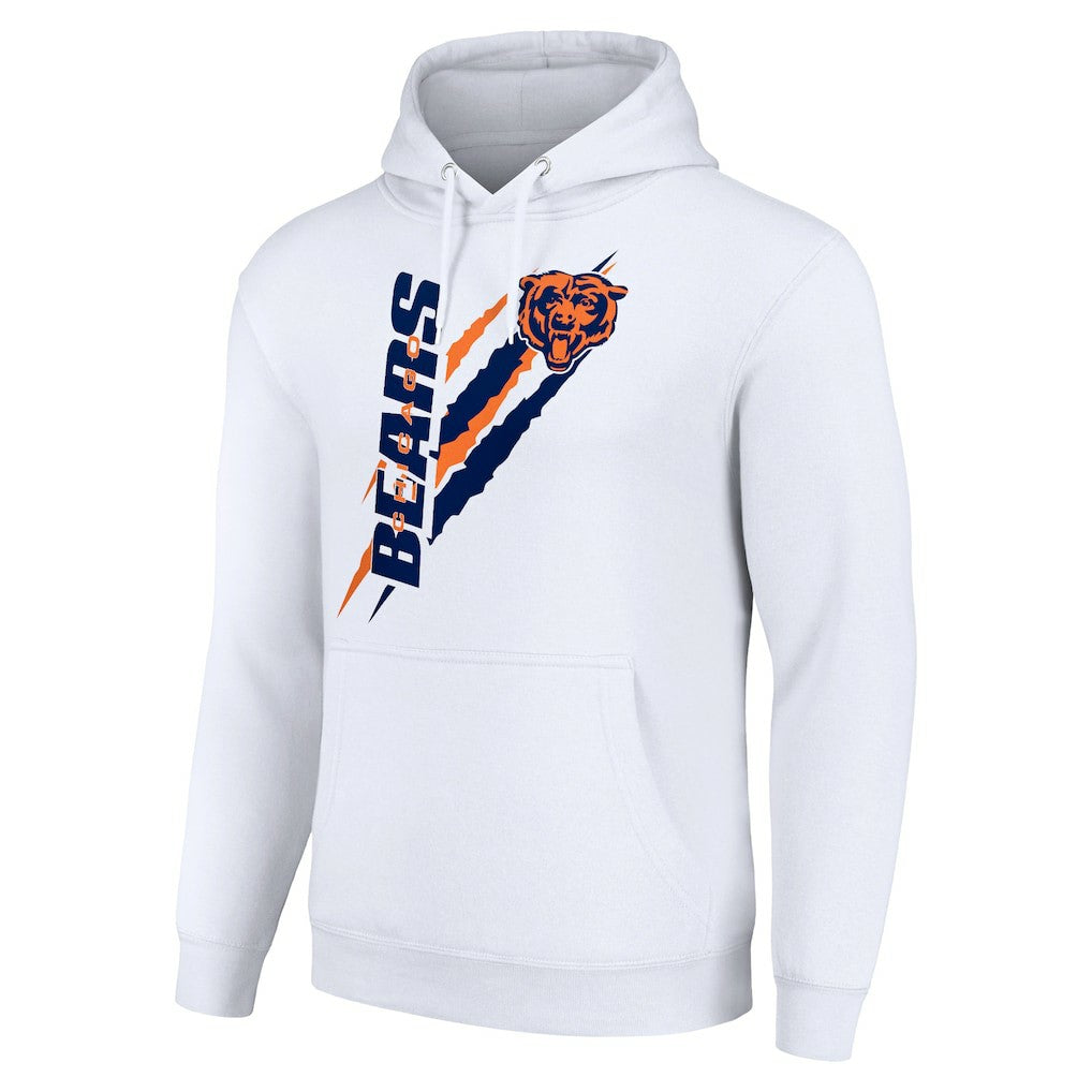 Chicago Bears Starter Unisex Color Scratch Fleece Pullover Hoodie White