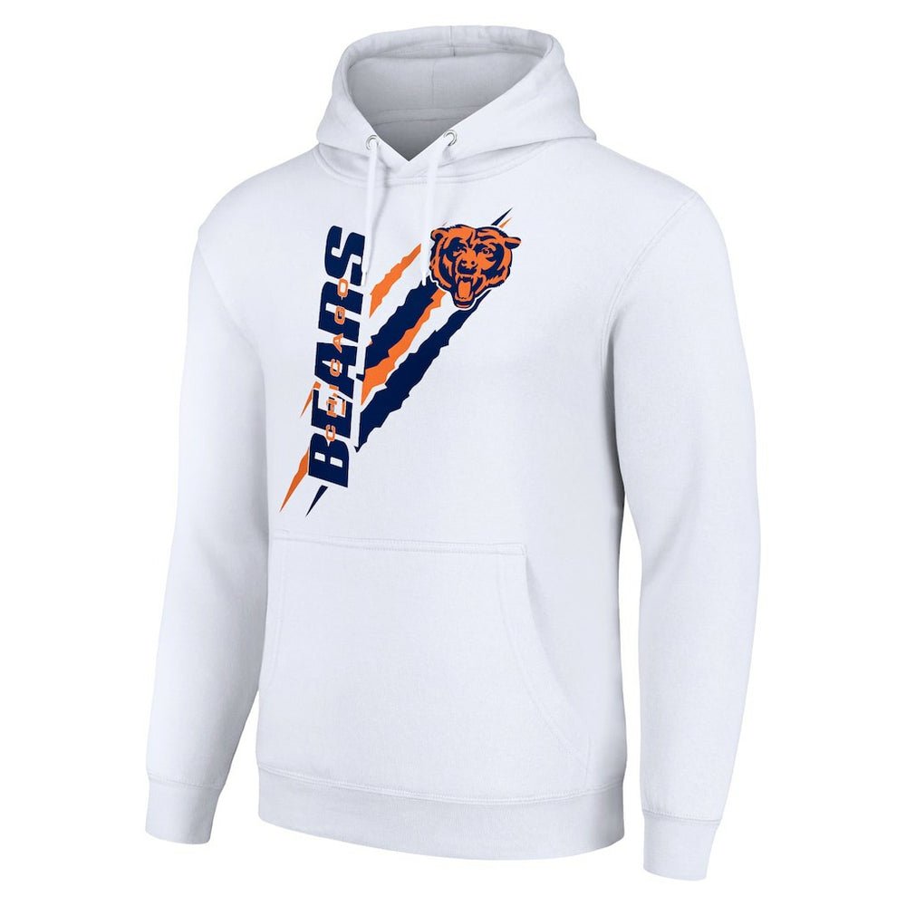 Chicago Bears Starter Unisex Color Scratch Fleece Pullover Hoodie White