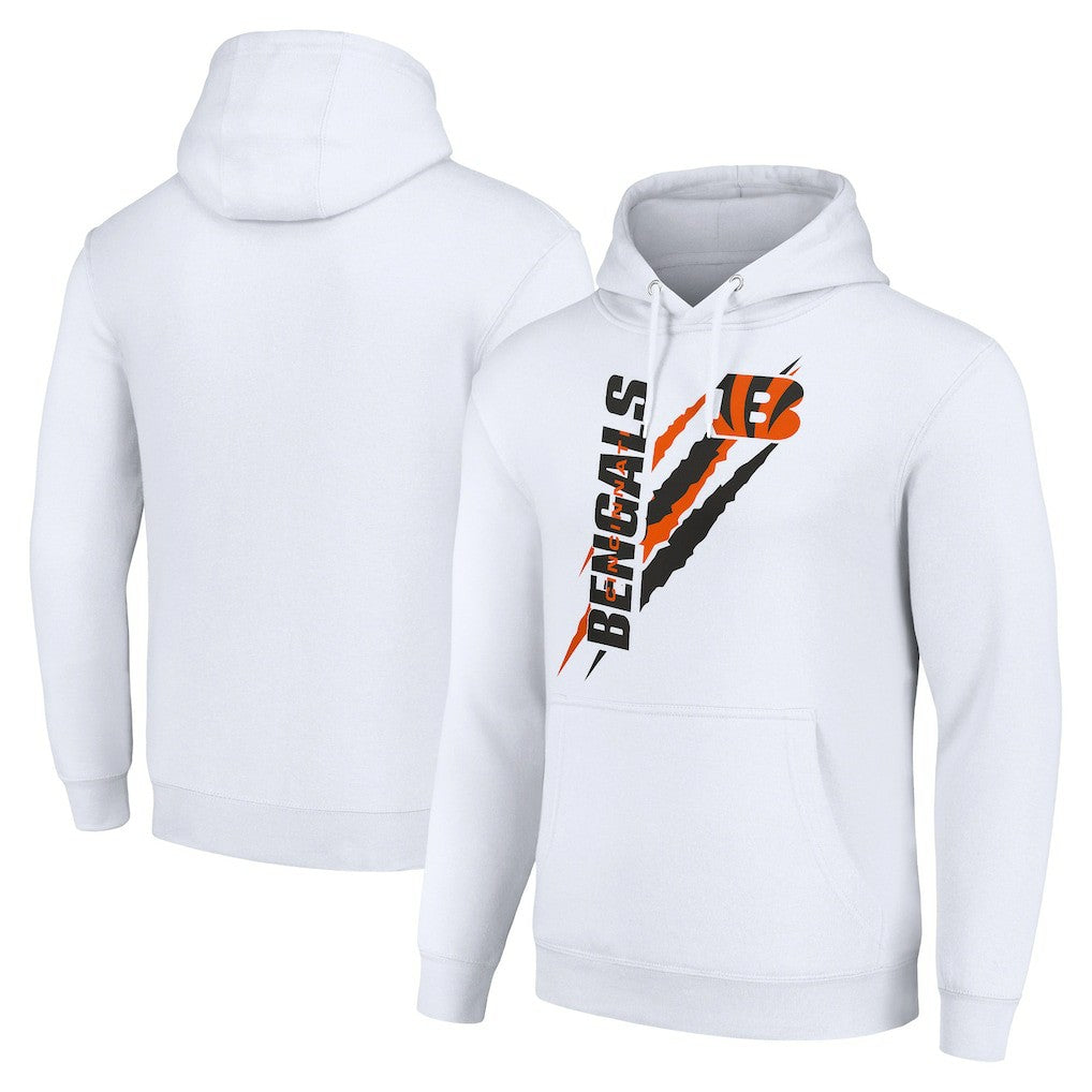 Cincinnati Bengals Starter Unisex Color Scratch Fleece Pullover Hoodie White