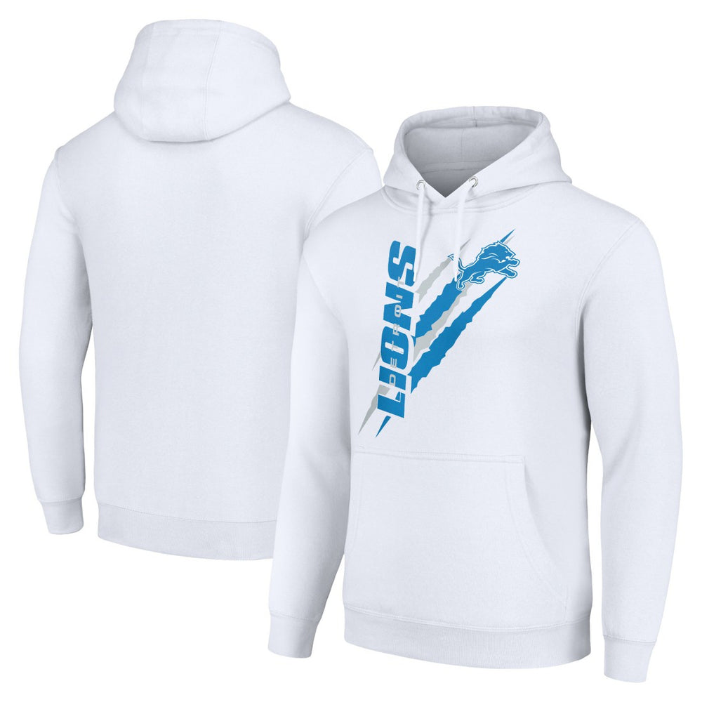 Detroit Lions Starter Unisex Color Scratch Fleece Pullover Hoodie White