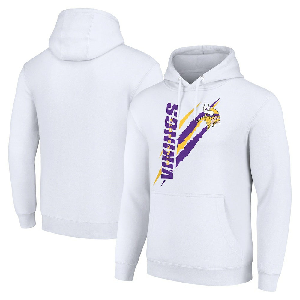 Minnesota Vikings Starter Unisex Color Scratch Fleece Pullover Hoodie White
